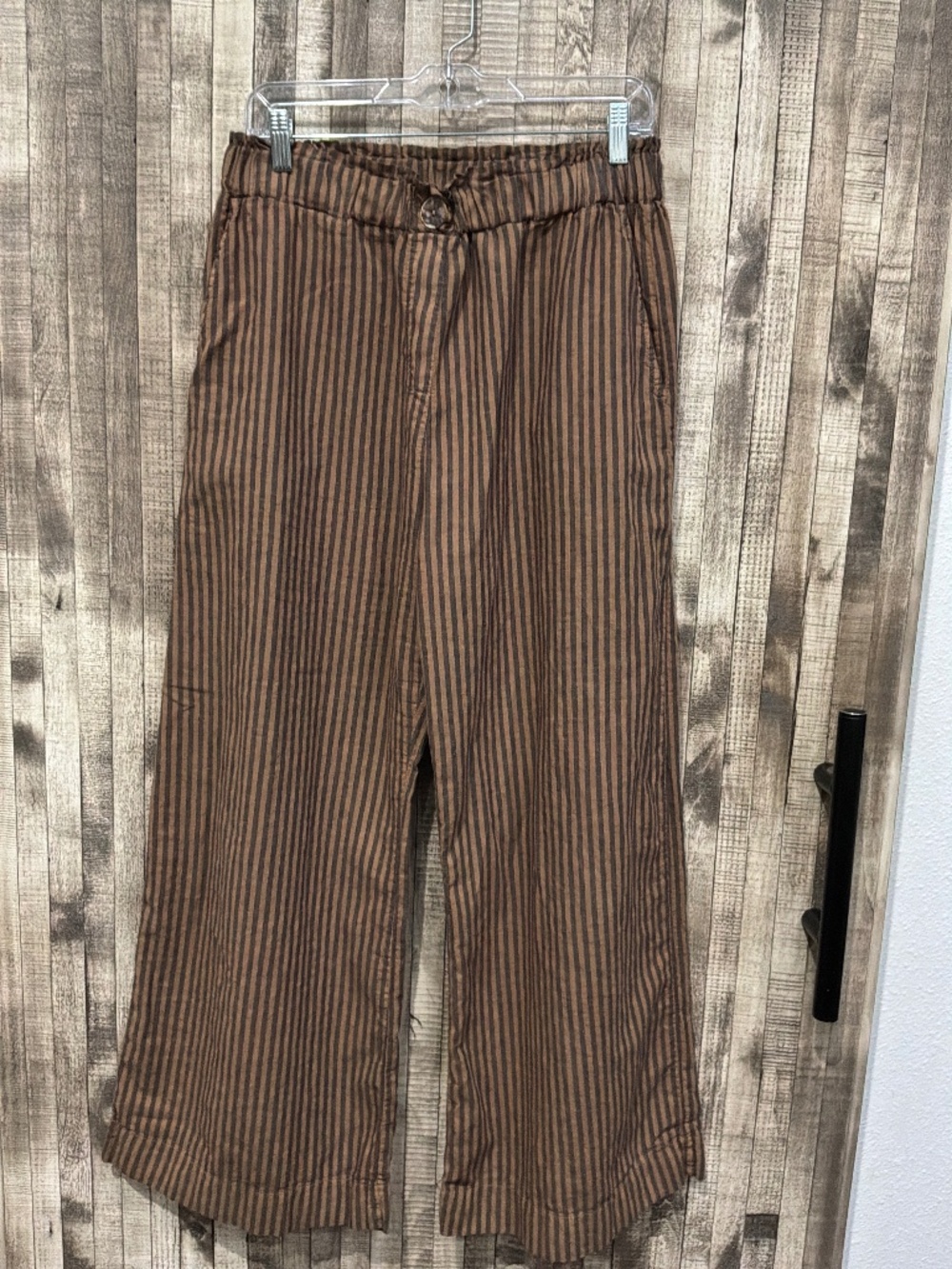 Striped Brown Wide-Leg Trousers - Picture 5 of 10